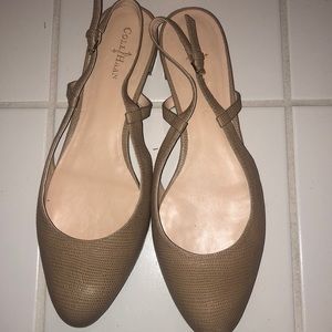 Tan/beige Cole Haan slip back sandals
